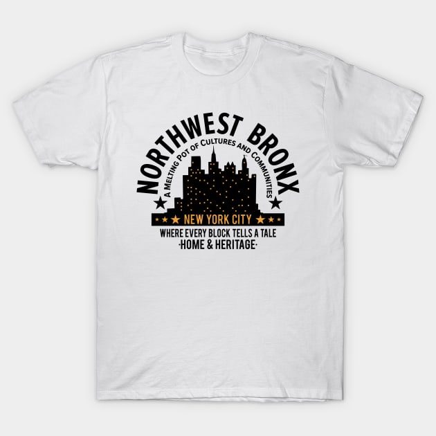 Northwest Bronx Skyline - Home and Heritage T-Shirt by Boogosh